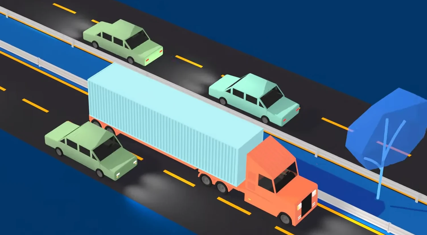 TruckerZoom drayage truck hauling a container on the highway
